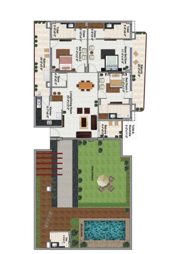 3 BHK Penthouse floor plan from the project brochure