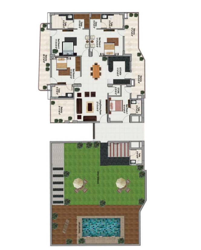3 BHK+S Penthouse floor plan from the project brochure