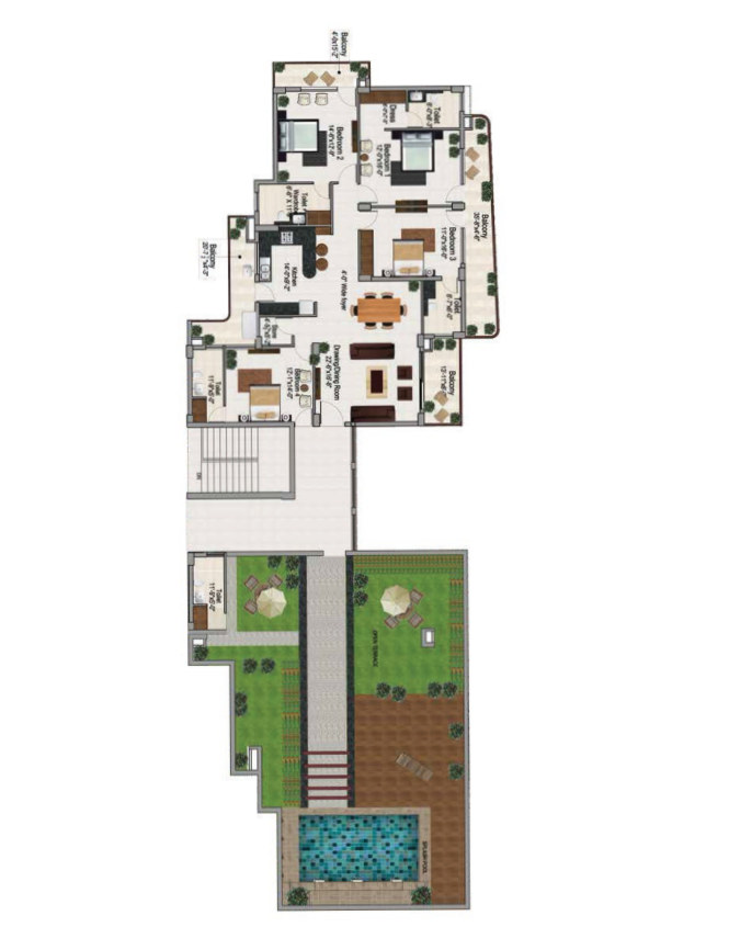 4 BHK Penthouse floor plan from the project brochure